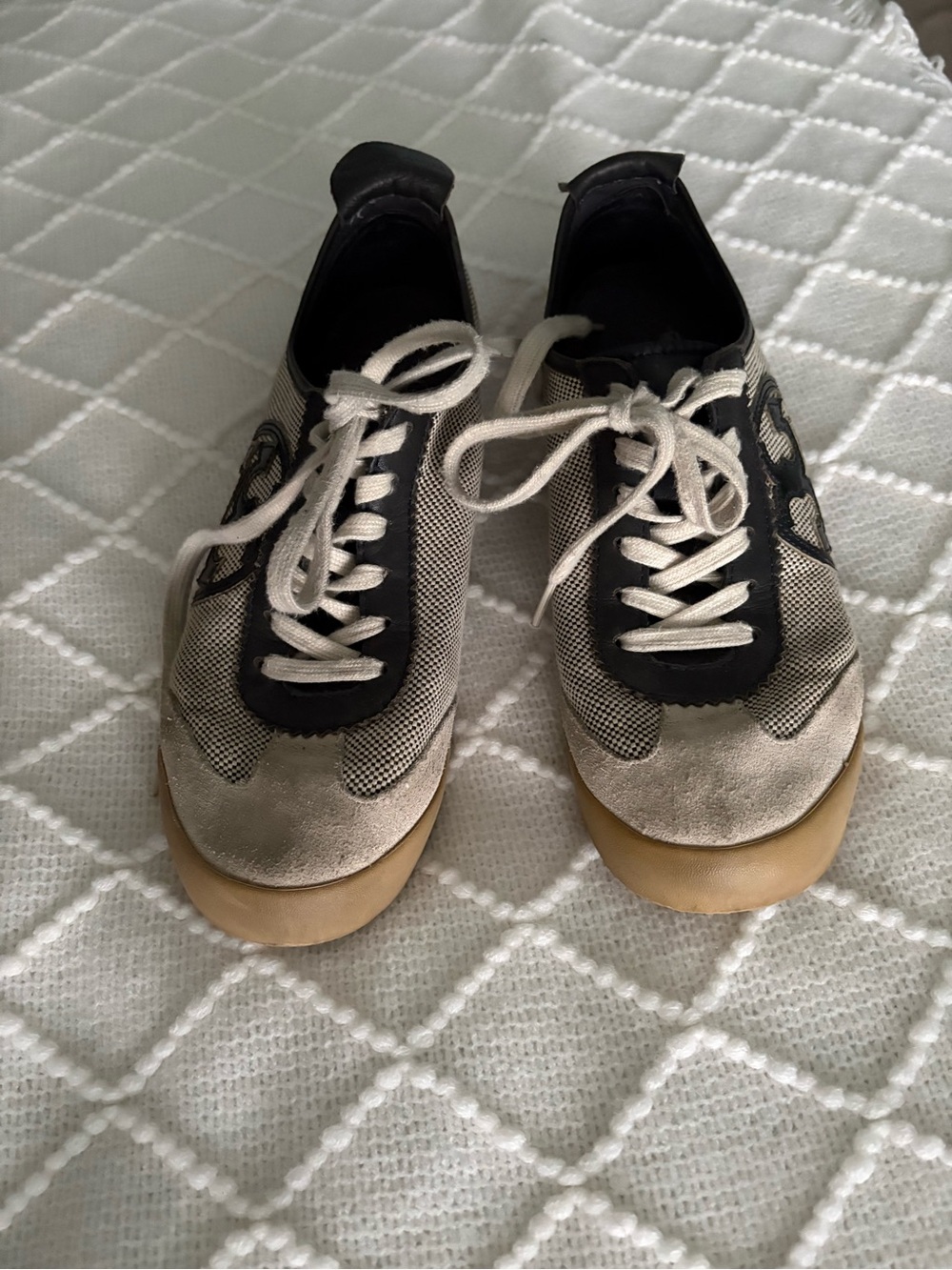 Tory Burch Murphey Logo Sneakers - navy and white canvas and suede - Picture 5 of 8